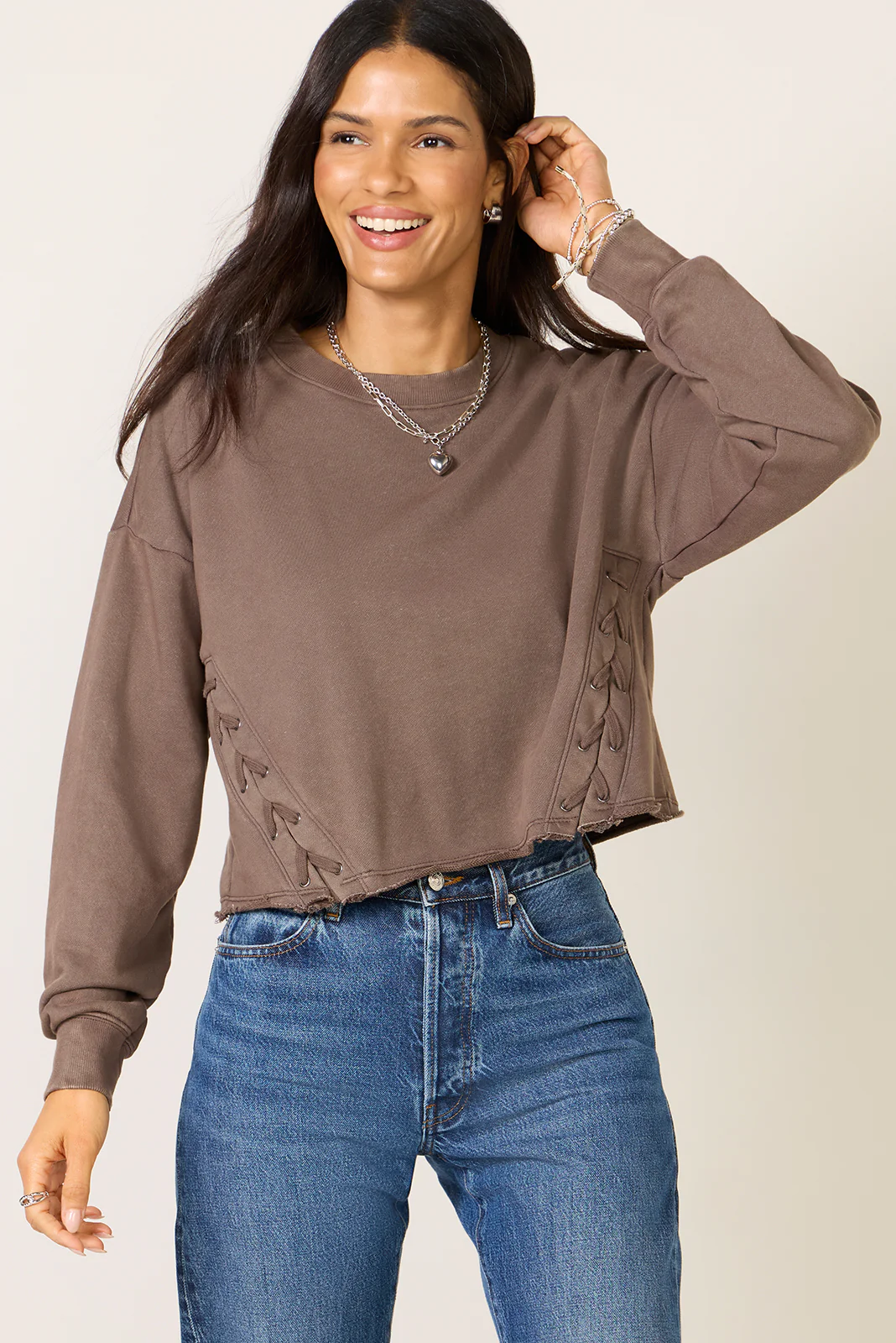 Amelia Side Lace Up Sweatshirt - Image 5