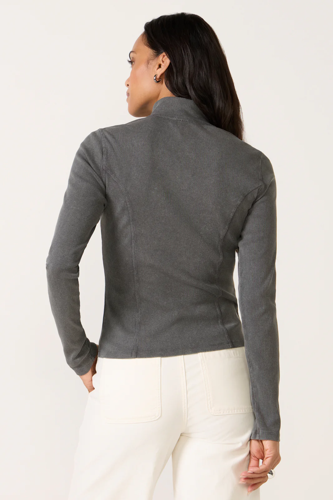 Ash Ribbed Henley Top - Image 4