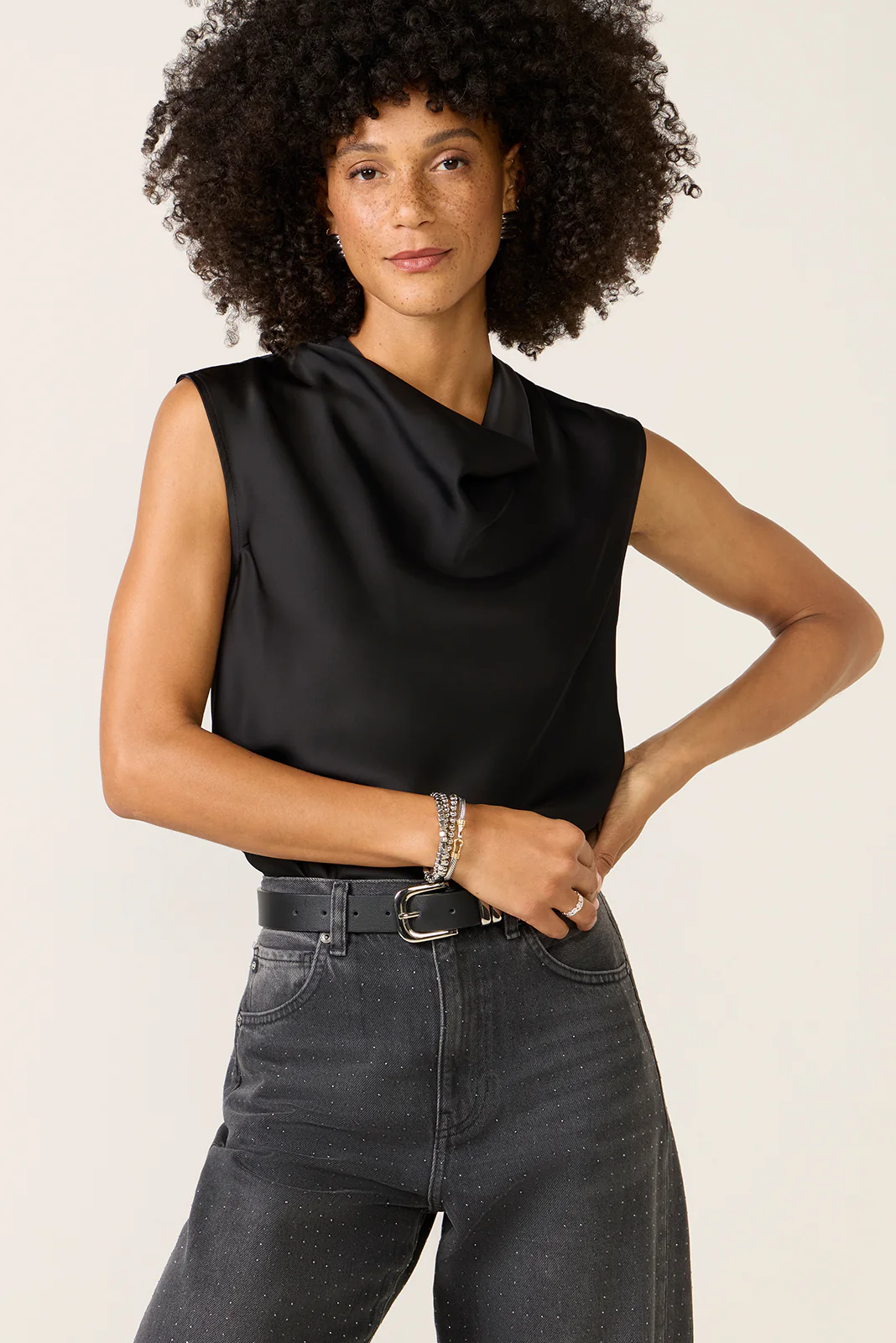 Better Than Silk Sleeveless Cowl Neck Top - Image 2