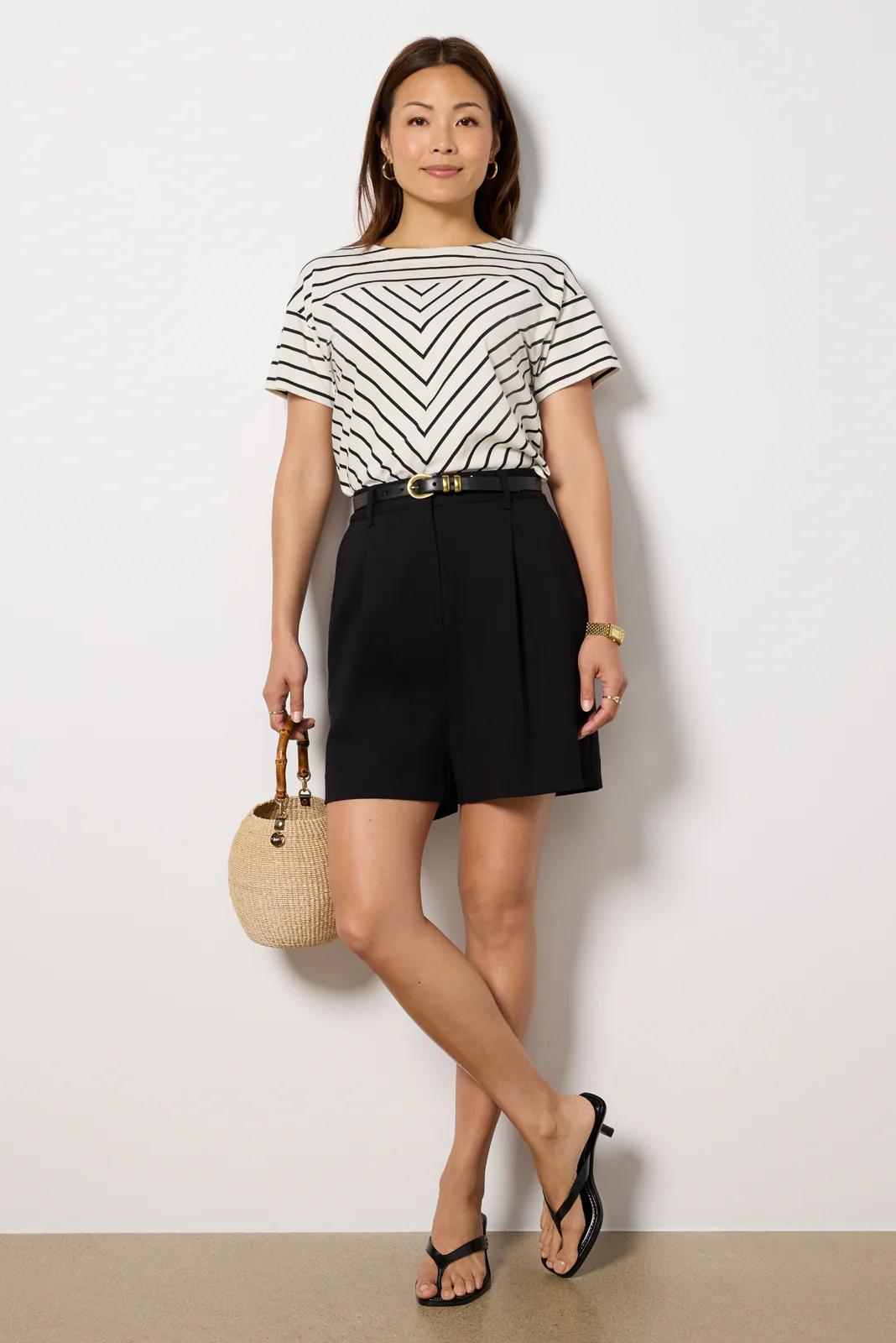 Caroline Chevron Half Sleeve Top
