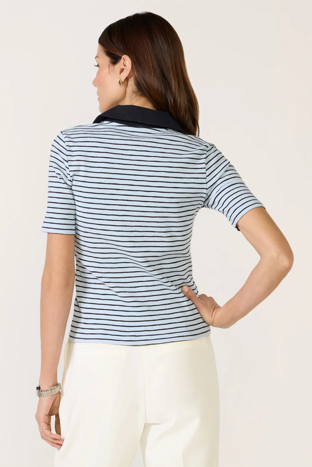Catie Ribbed Polo Top - Image 4
