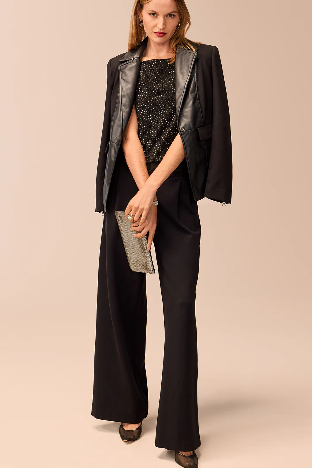 Cheryl Pleated Knit Wide Leg Trouser - Image 6