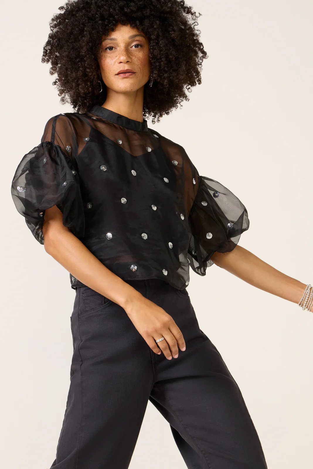 Cinthia Puff Organza Top