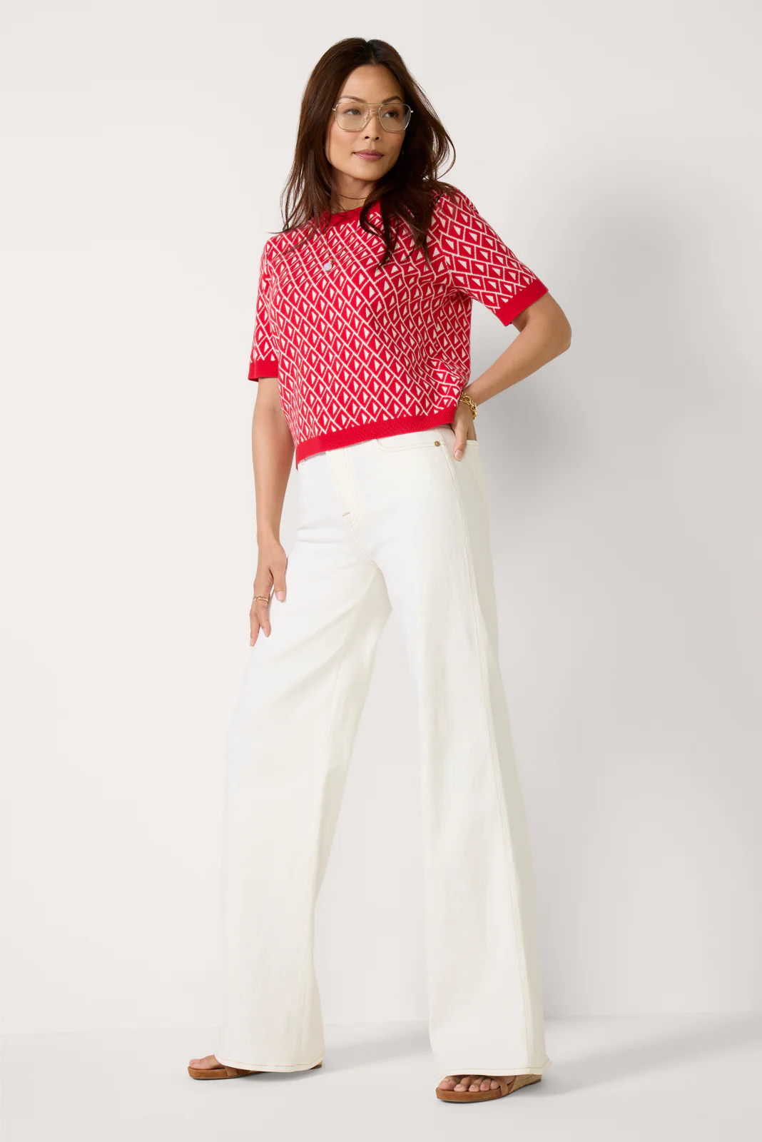 Clara Geo Short Sleeve Sweater Tee - Image 2