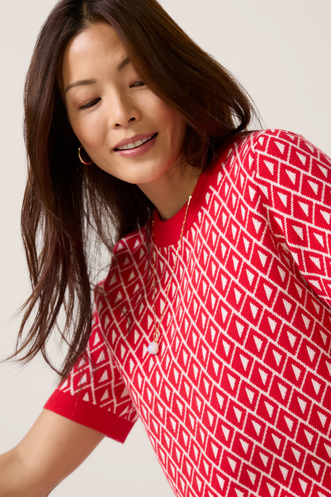 Clara Geo Short Sleeve Sweater Tee - Image 3