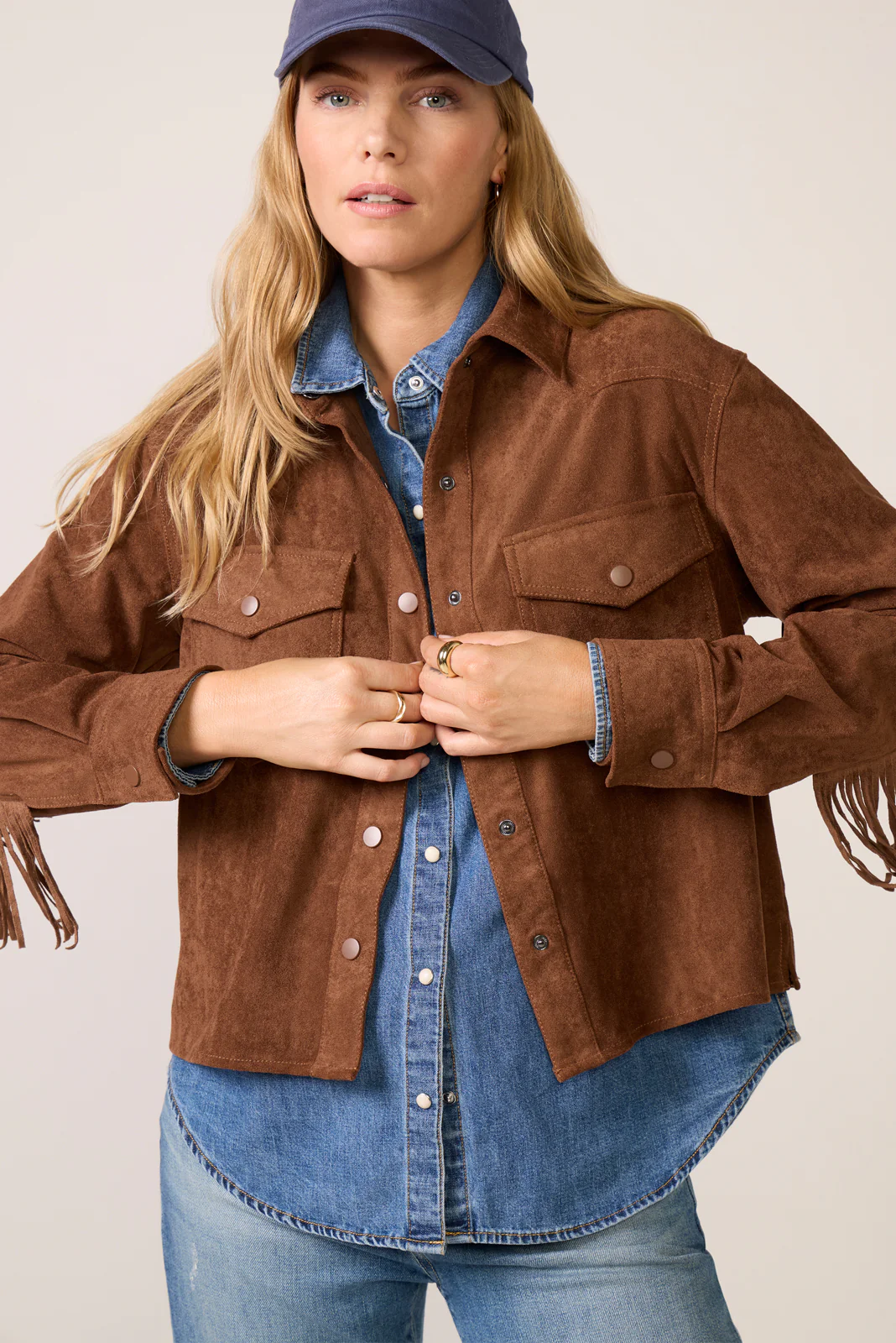 Dolly Faux Suede Fringe Shirt - Image 3