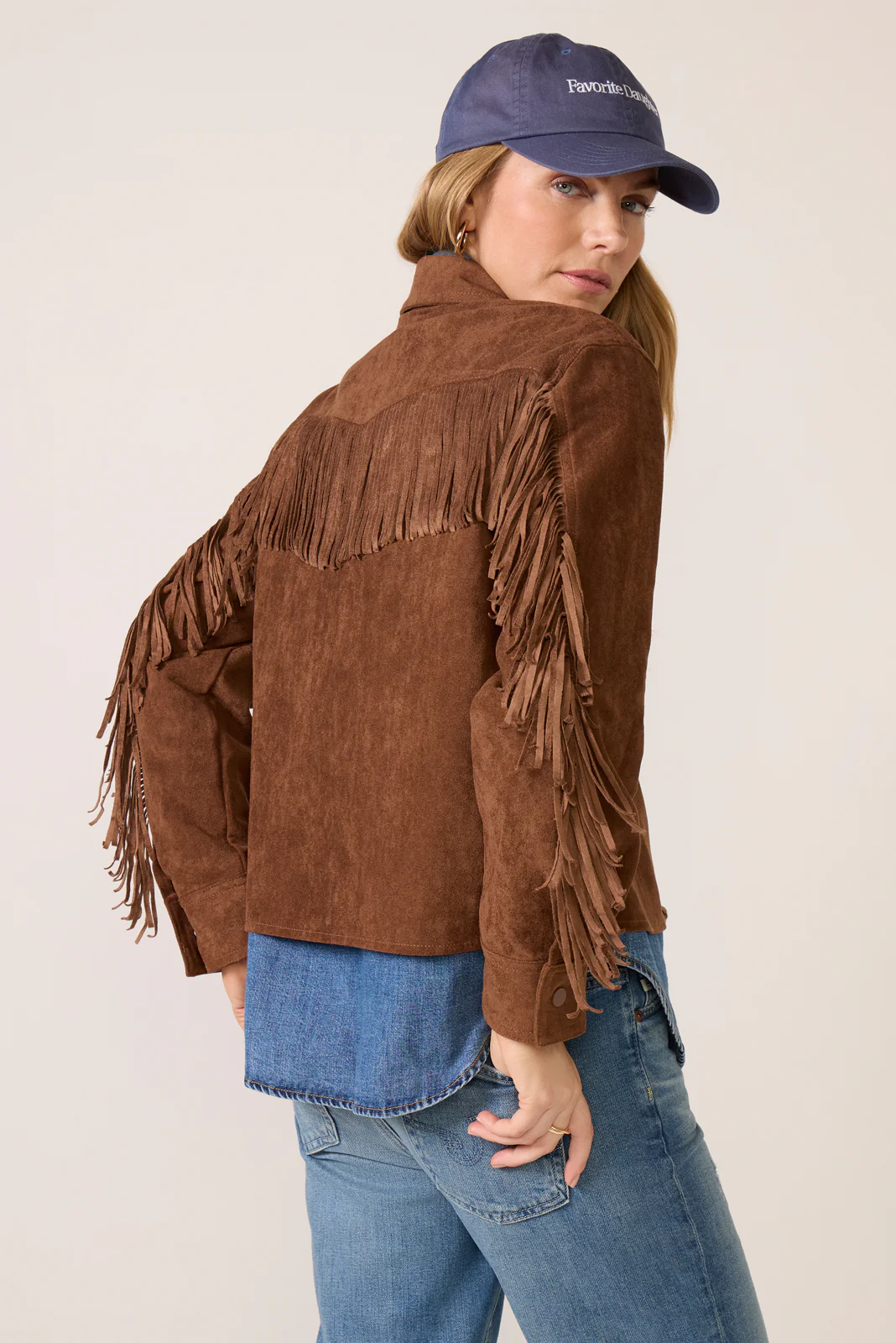 Dolly Faux Suede Fringe Shirt - Image 4