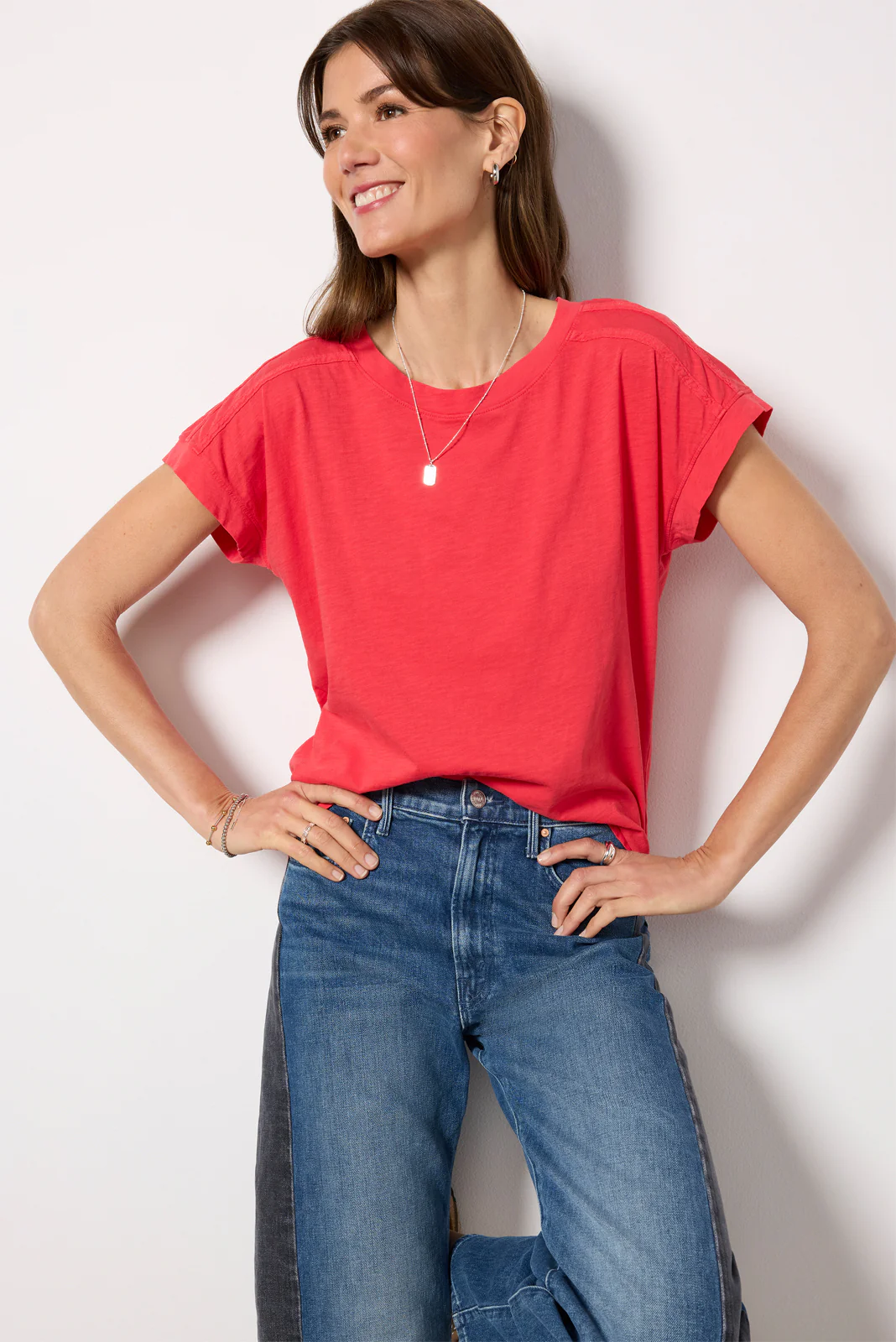 Elsa Shoulder Detail Slub Tee - Image 2