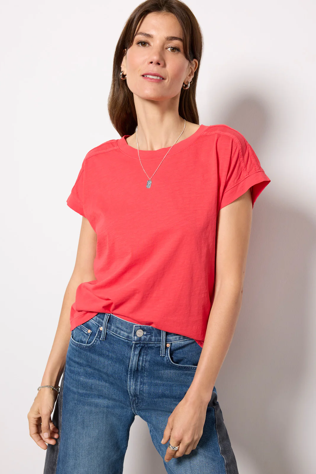 Elsa Shoulder Detail Slub Tee - Image 5