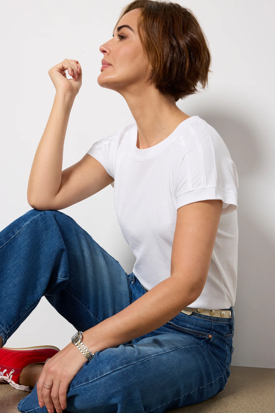 Elsa Shoulder Detail Slub Tee - Image 5