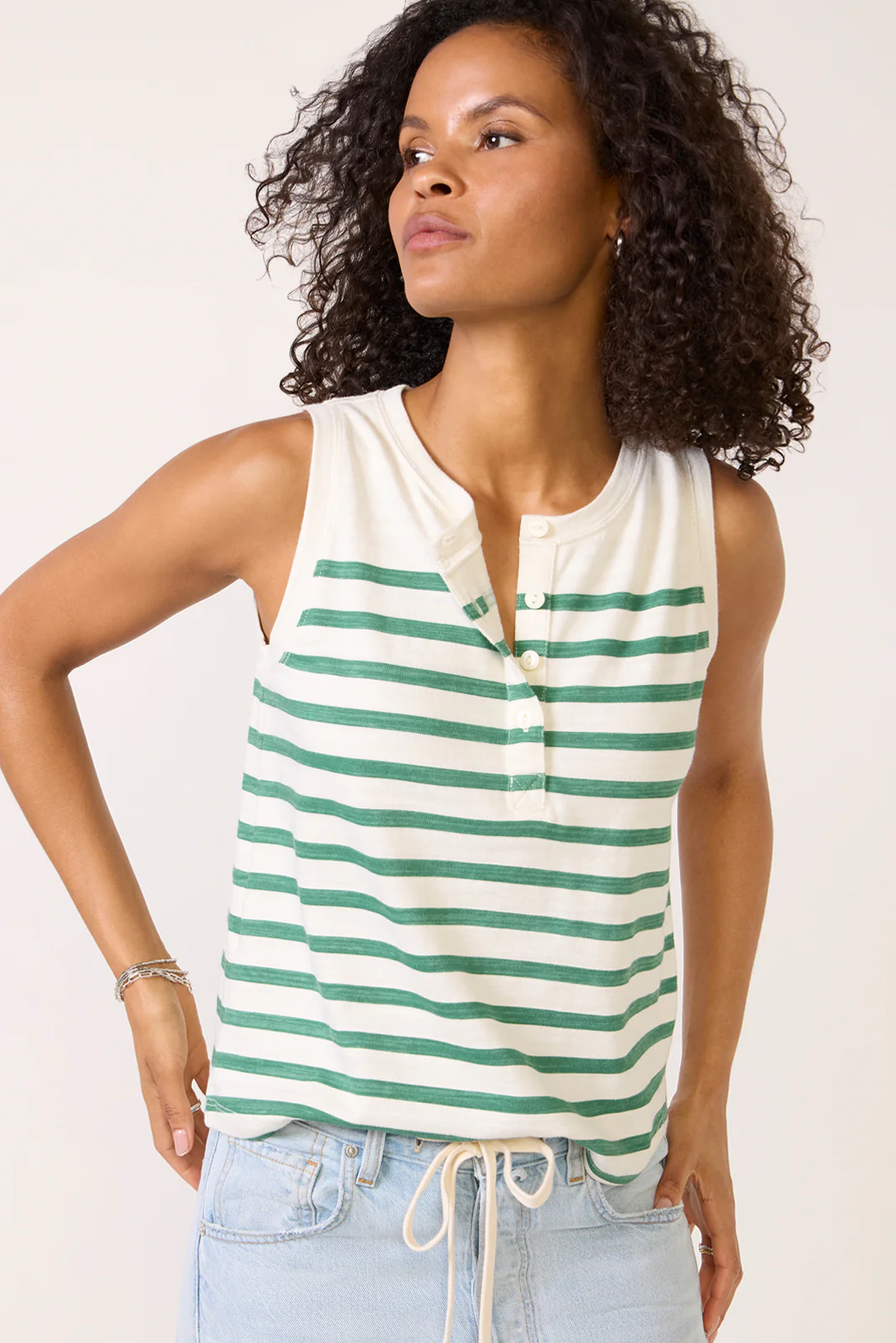 Esme Striped Henley Tank - Image 2