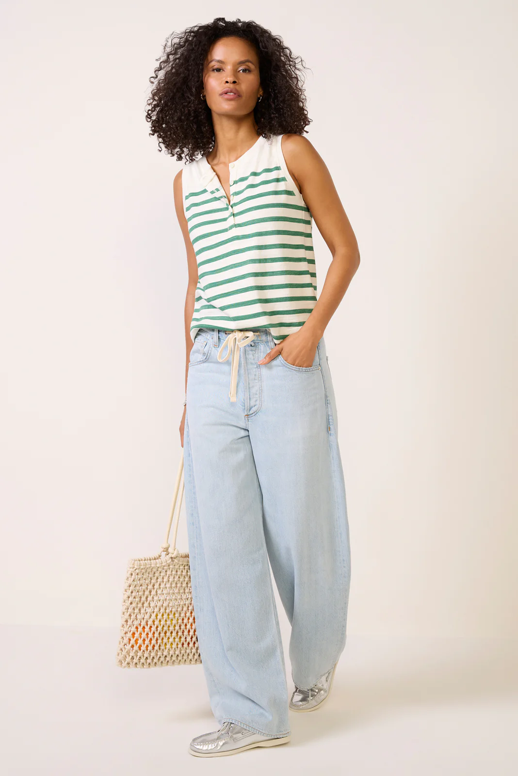 Esme Striped Henley Tank - Image 6