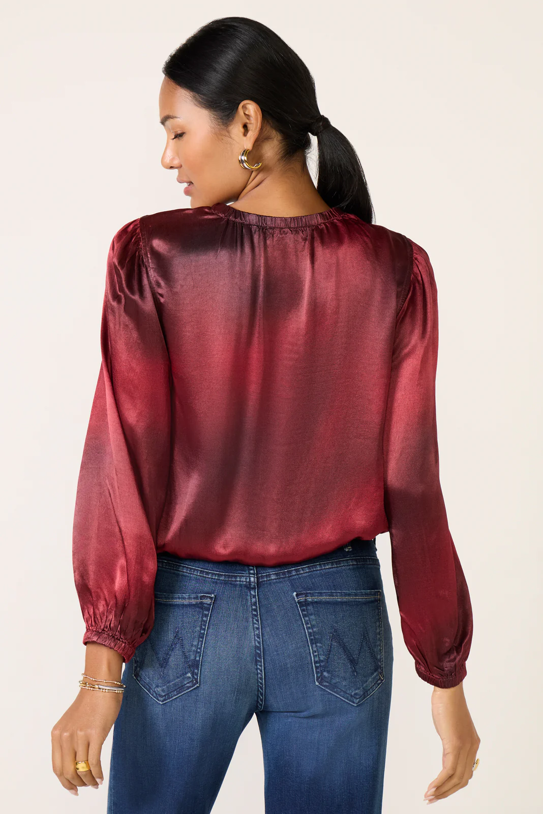 Gather Bottom Satin Blouse - Image 4