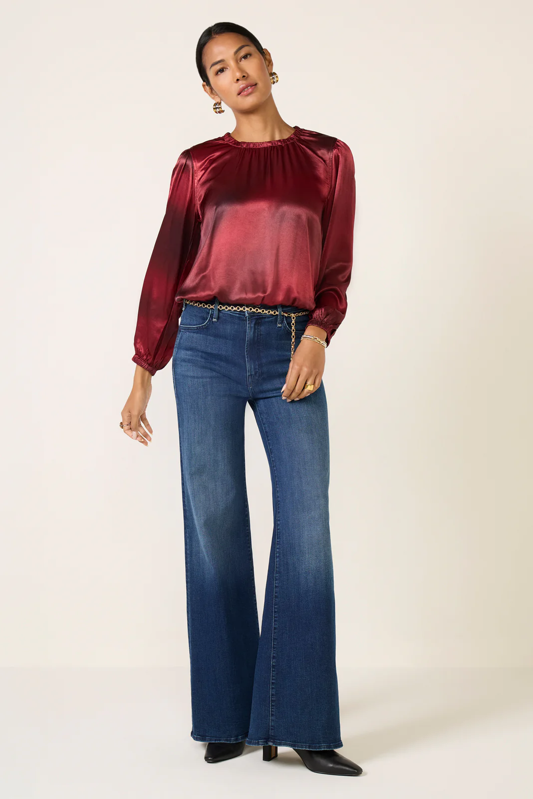Gather Bottom Satin Blouse - Image 5