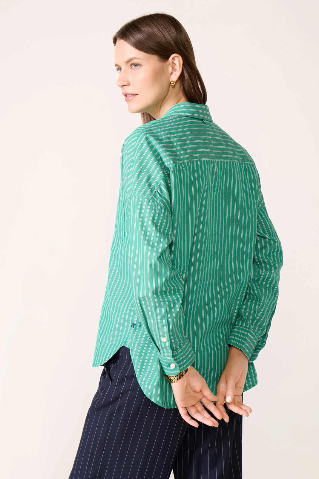 Jo Shirt in Stripe Cotton Poplin - Image 4