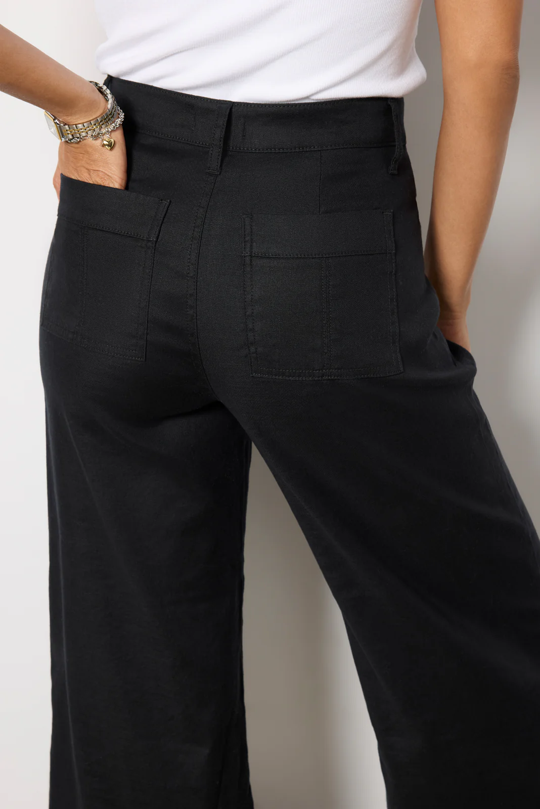 Joelle Stretch Linen Cropped Wide Leg - Image 3