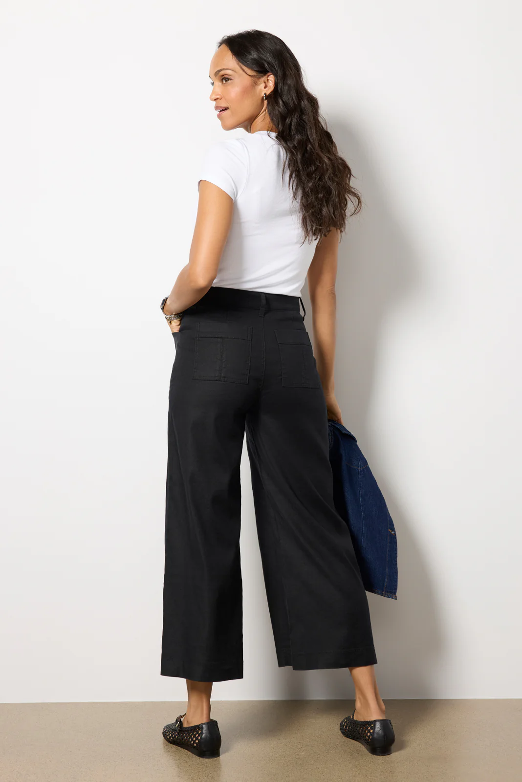 Joelle Stretch Linen Cropped Wide Leg - Image 4