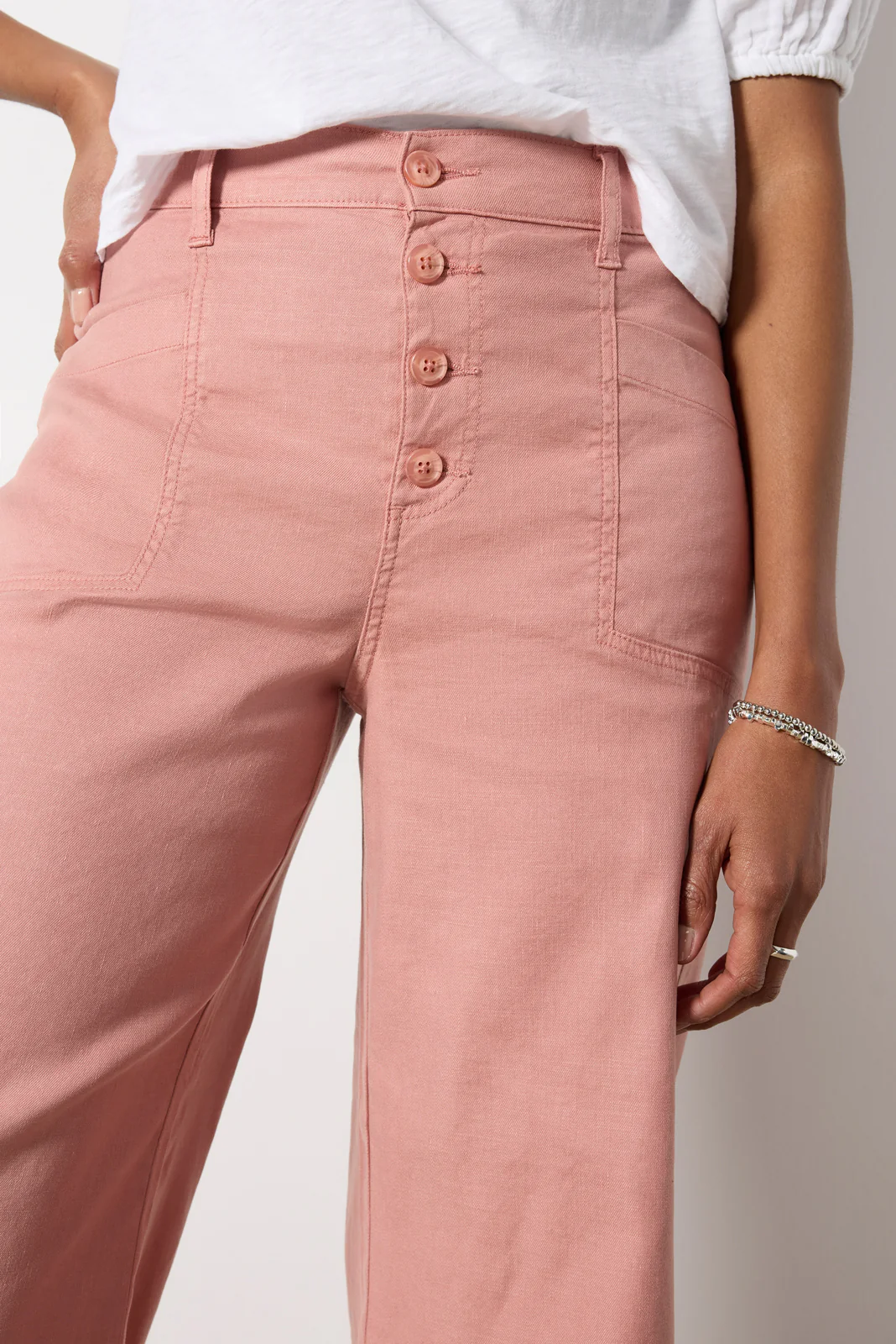 Joelle Stretch Linen Cropped Wide Leg - Image 2