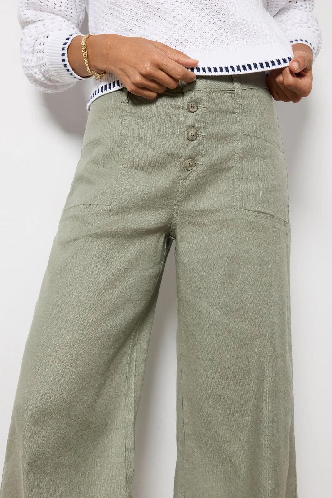 Joelle Stretch Linen Cropped Wide Leg - Image 2