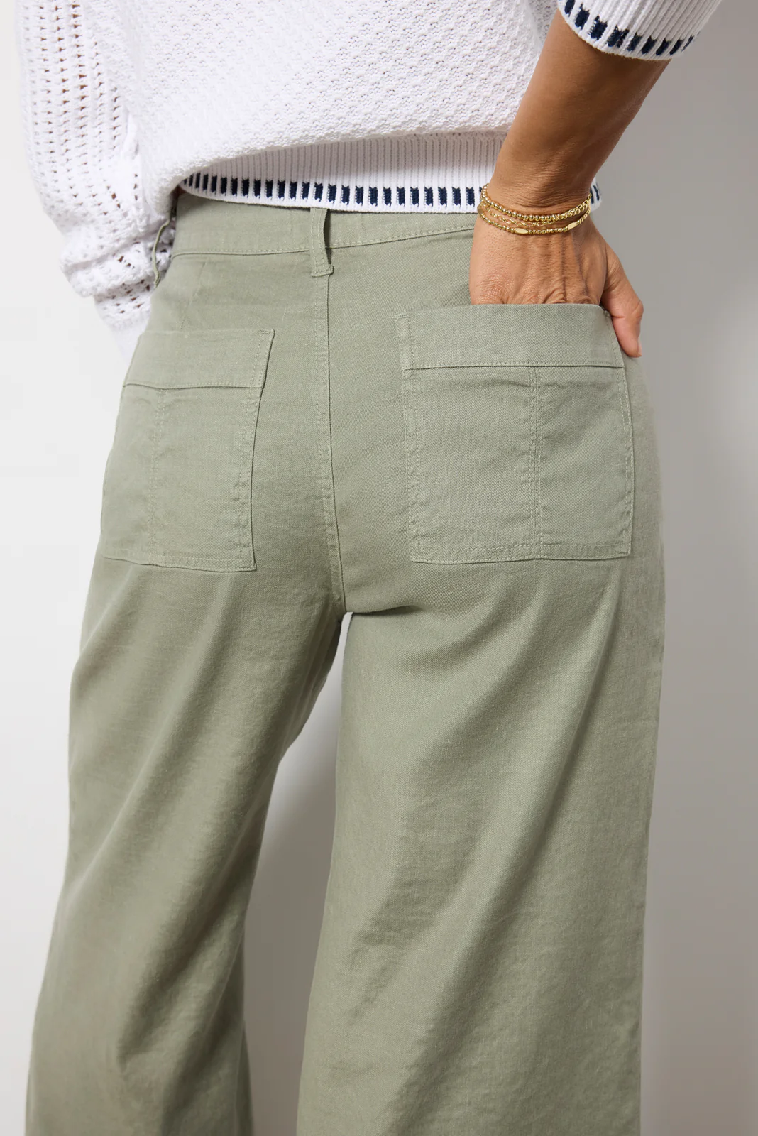 Joelle Stretch Linen Cropped Wide Leg - Image 3