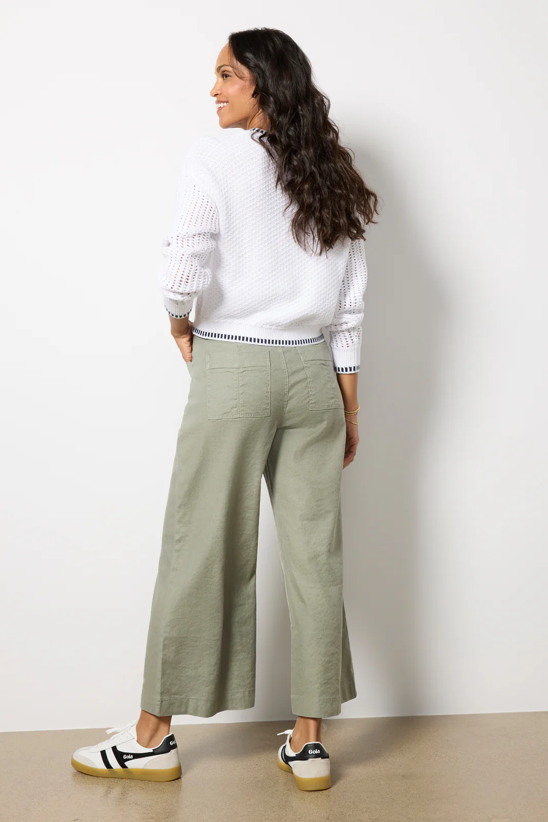 Joelle Stretch Linen Cropped Wide Leg - Image 4