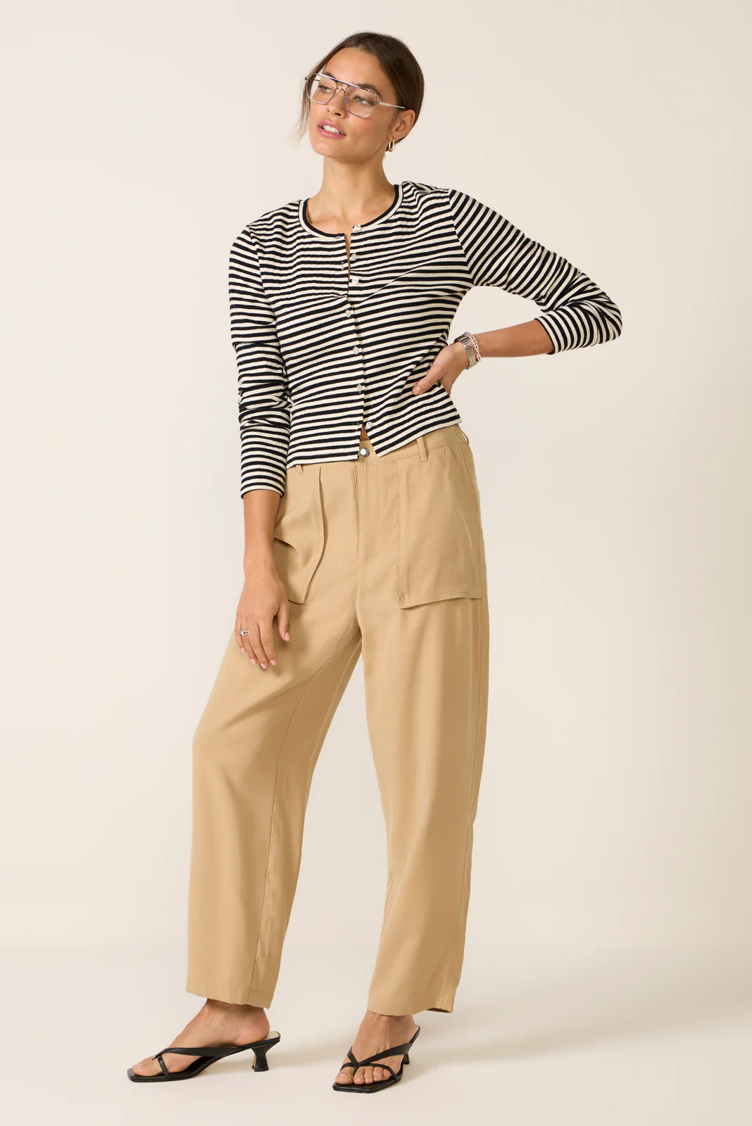 Kara Stripe Pointelle Top - Image 2