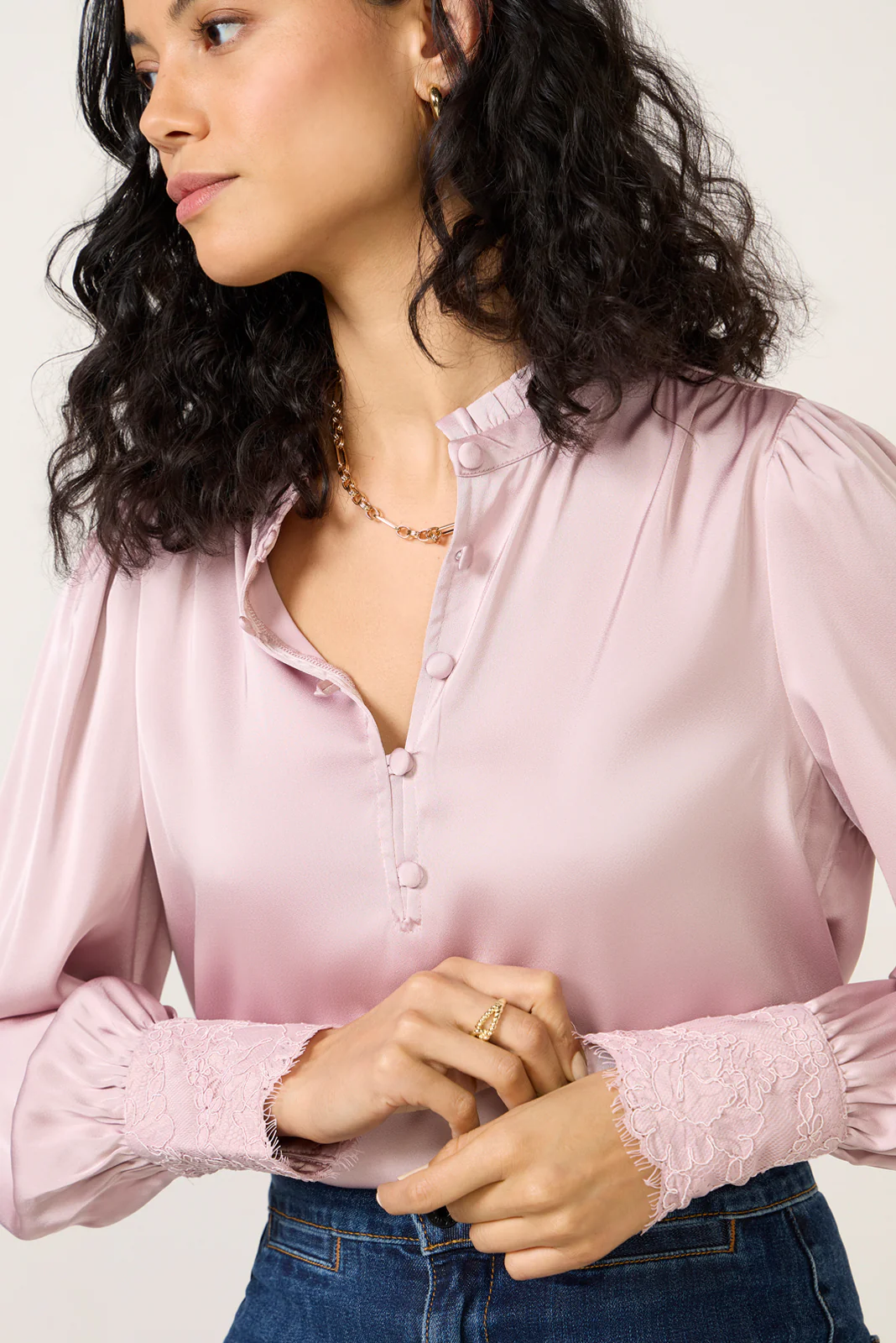 Kennedy Lace Cuff Satin Top - Image 3