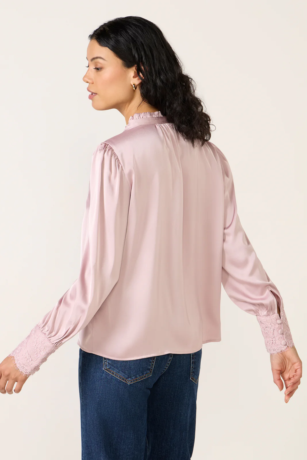Kennedy Lace Cuff Satin Top - Image 4