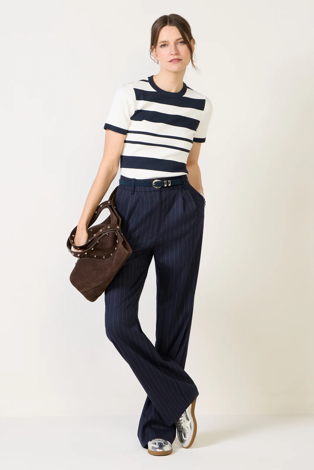 Maxime Knit Stripe Short Sleeve Sweater - Image 2