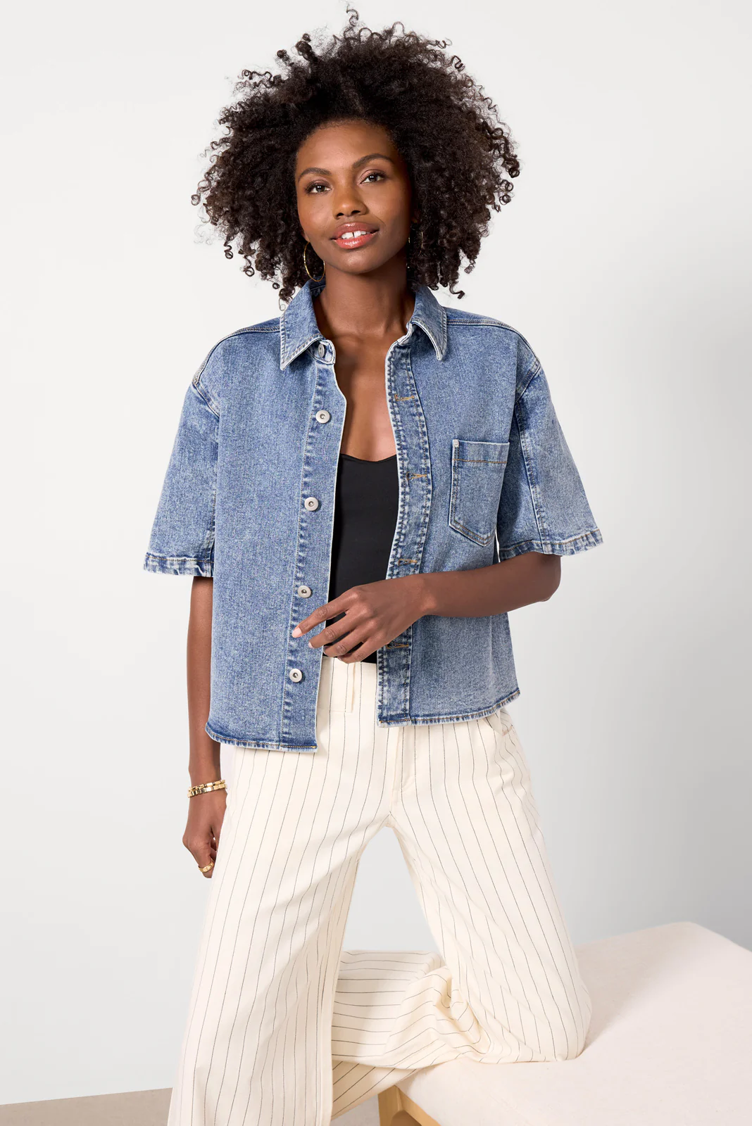 Rachel Denim Short Sleeve Shirt - Image 5