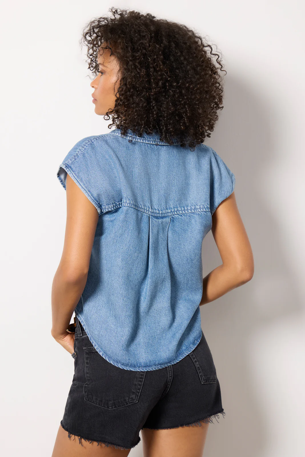 Reworked Denim Short Sleeve Shirt - Image 4