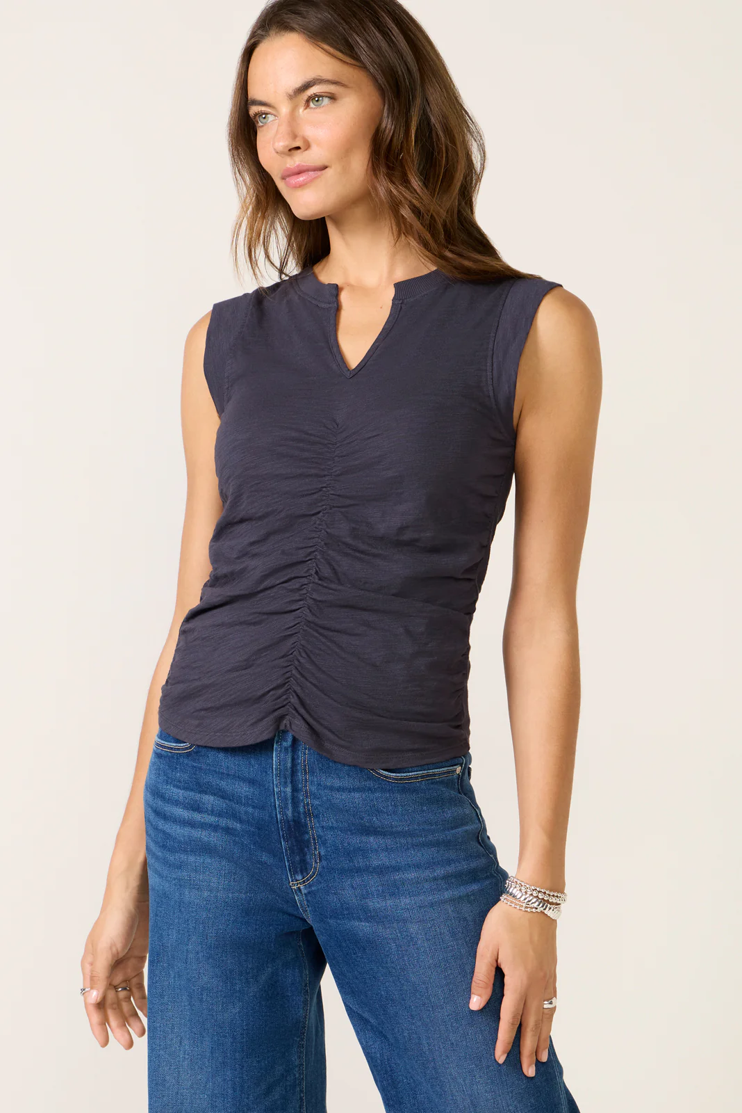 Ruched Split Neck Tank - Image 2