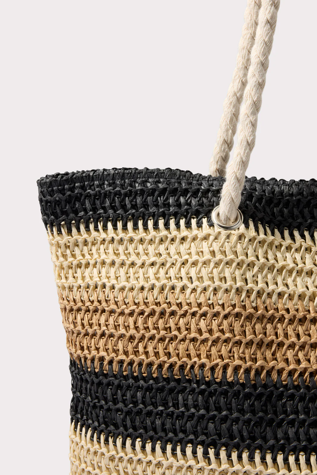 Salerno Stripe Raffia Tote - Image 2
