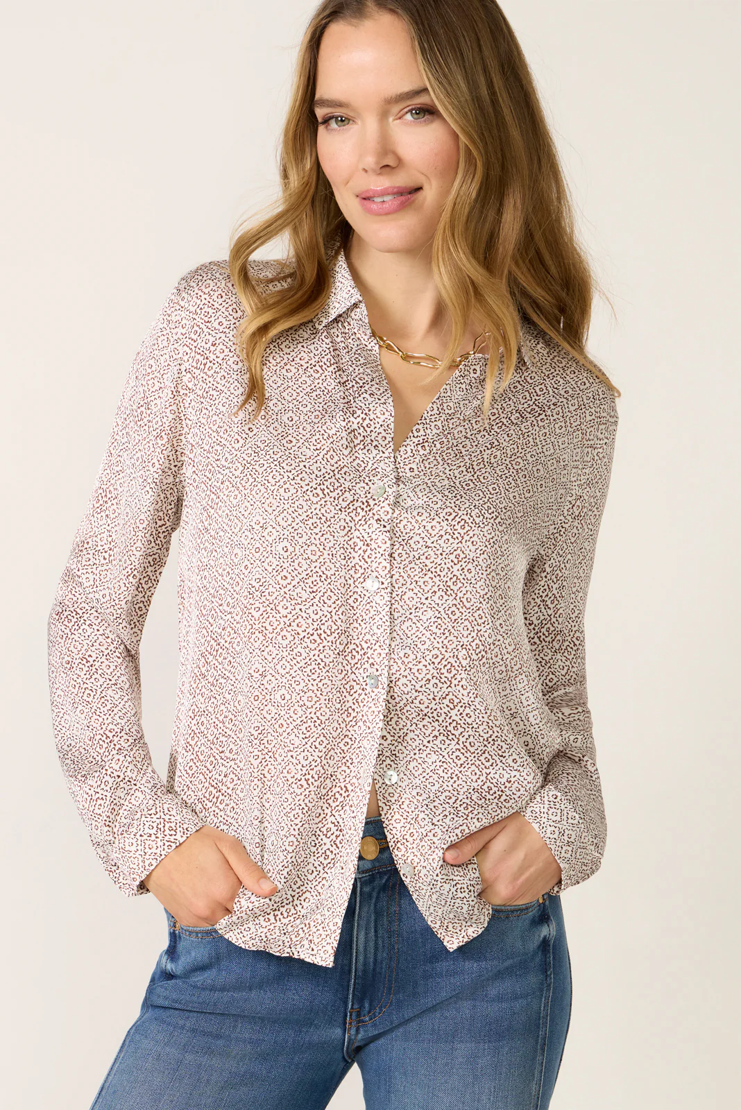 Satin Button Down Shirt - Image 5