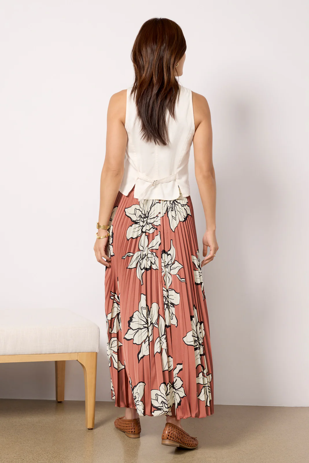 Satin Pleated Midi Skirt - Image 4
