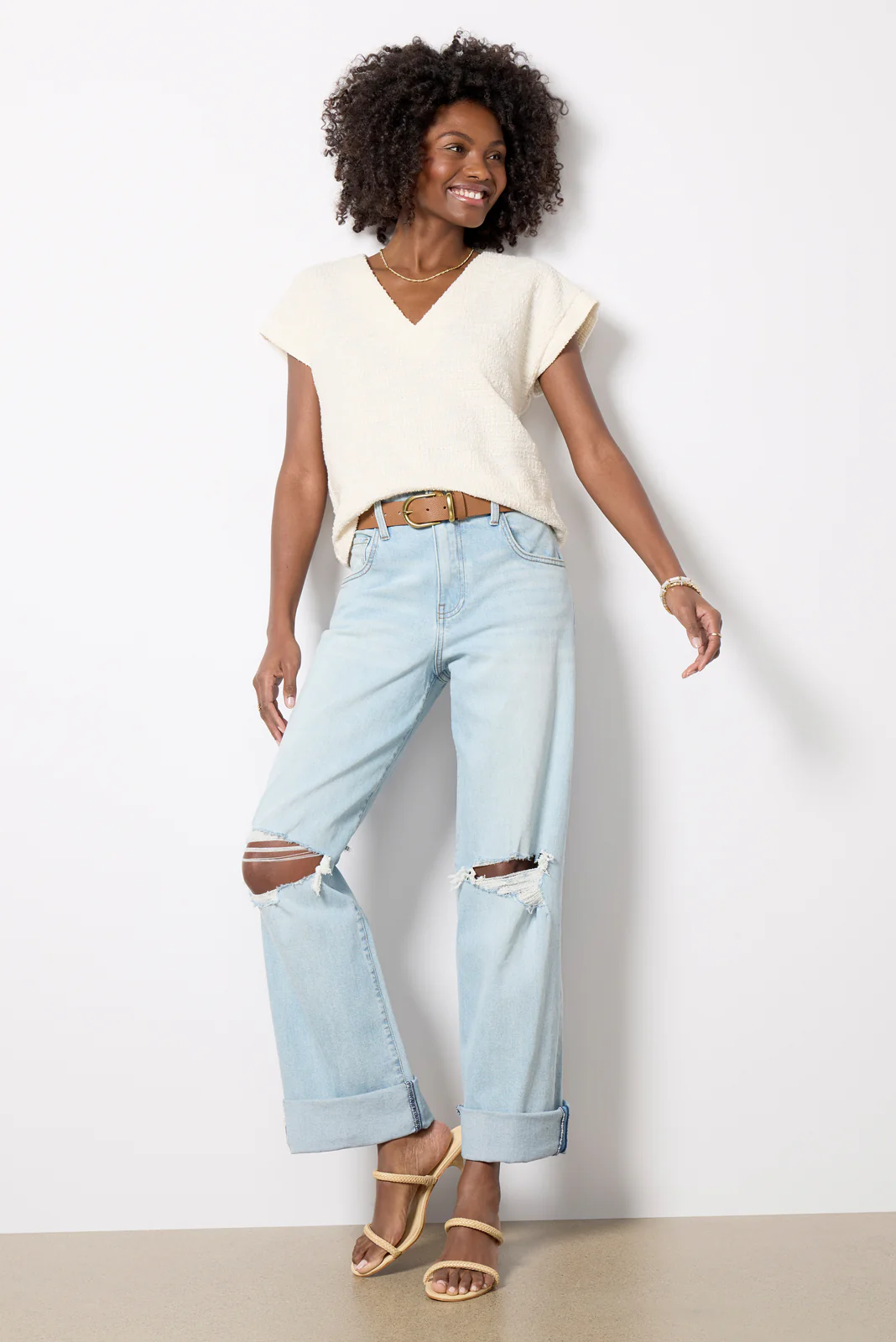 Scottie Textured V Neck Tee - Image 3