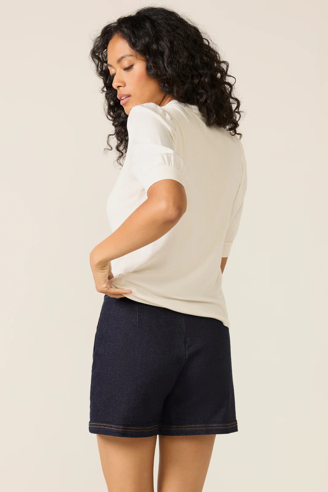 Short Sleeve Mixed Media Top - Image 4