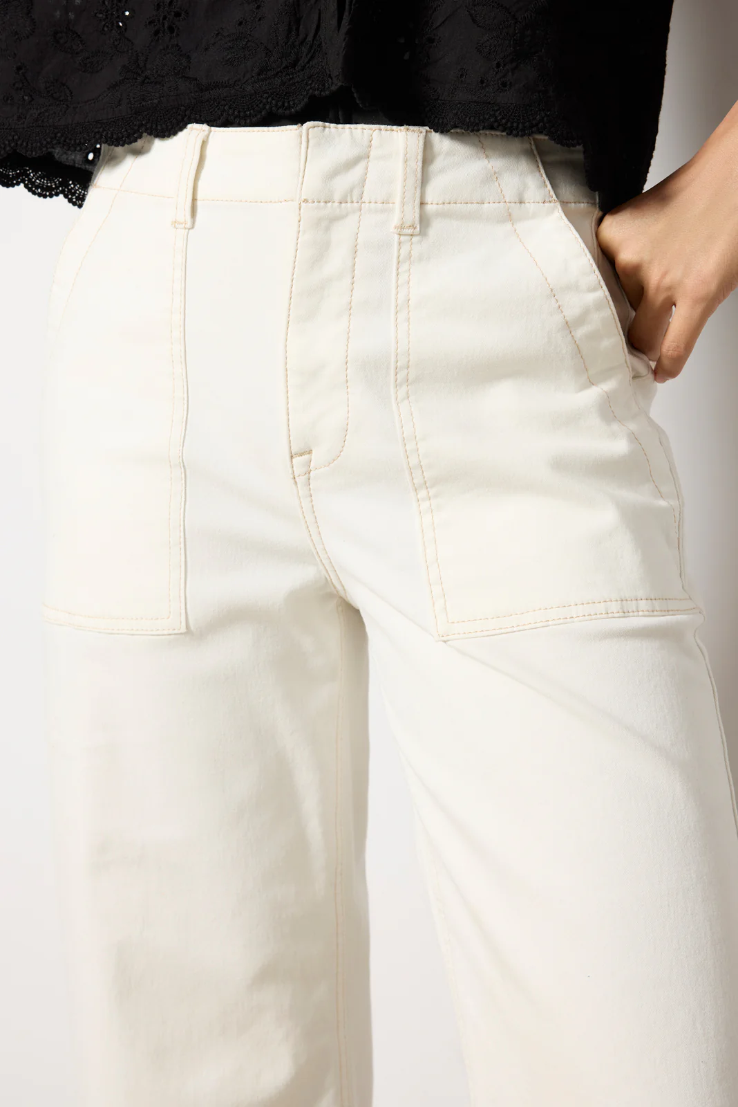 Sophia Contrast Stitch Wide Leg Pant - Image 3