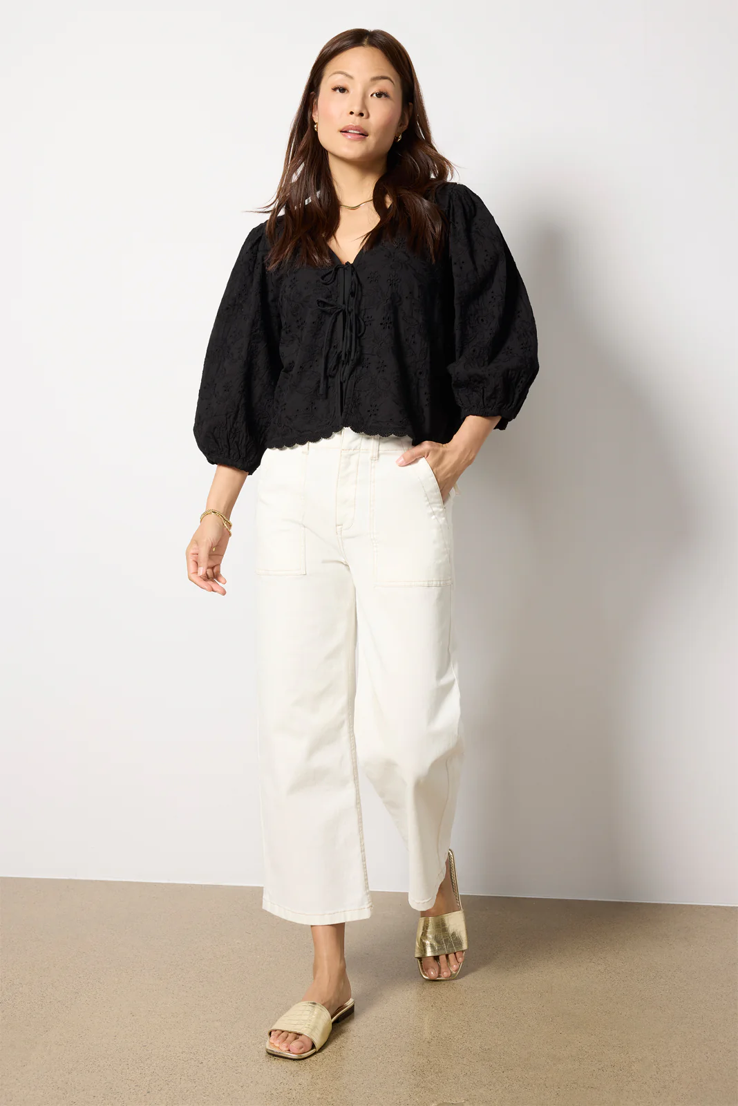 Sophia Contrast Stitch Wide Leg Pant - Image 5