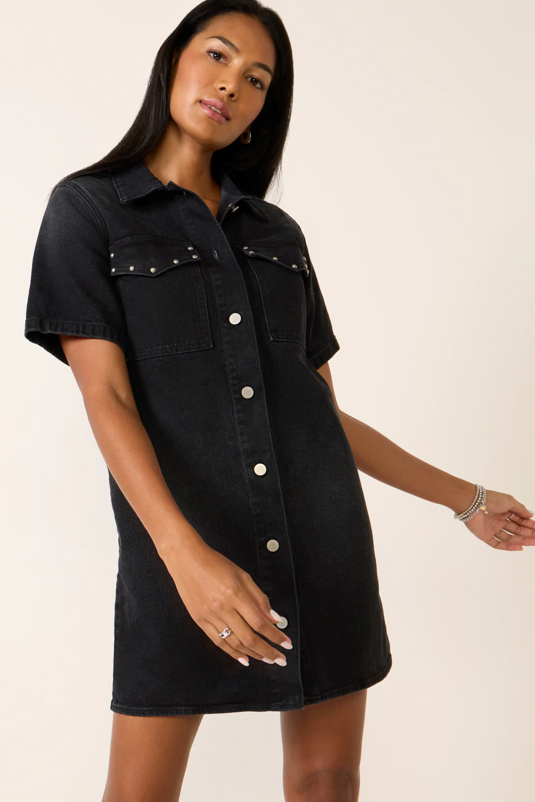 SS Studded Denim Dress - Image 2