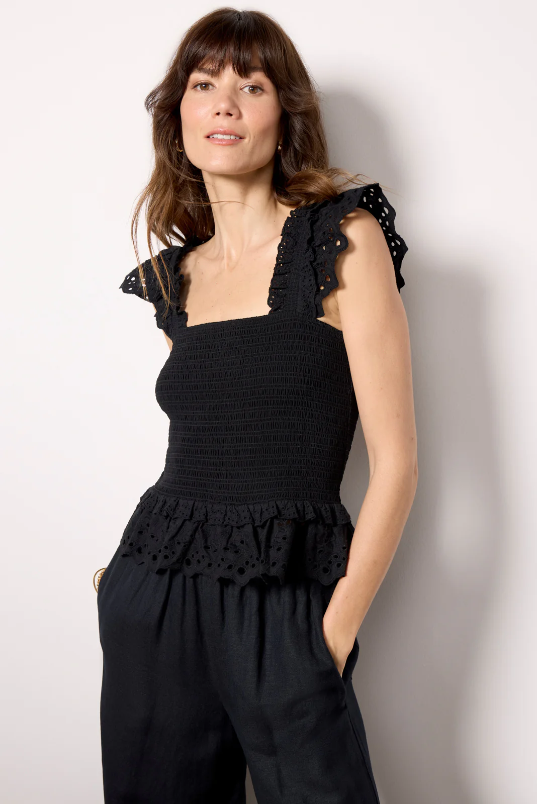 Talia Smocked Flutter Tank