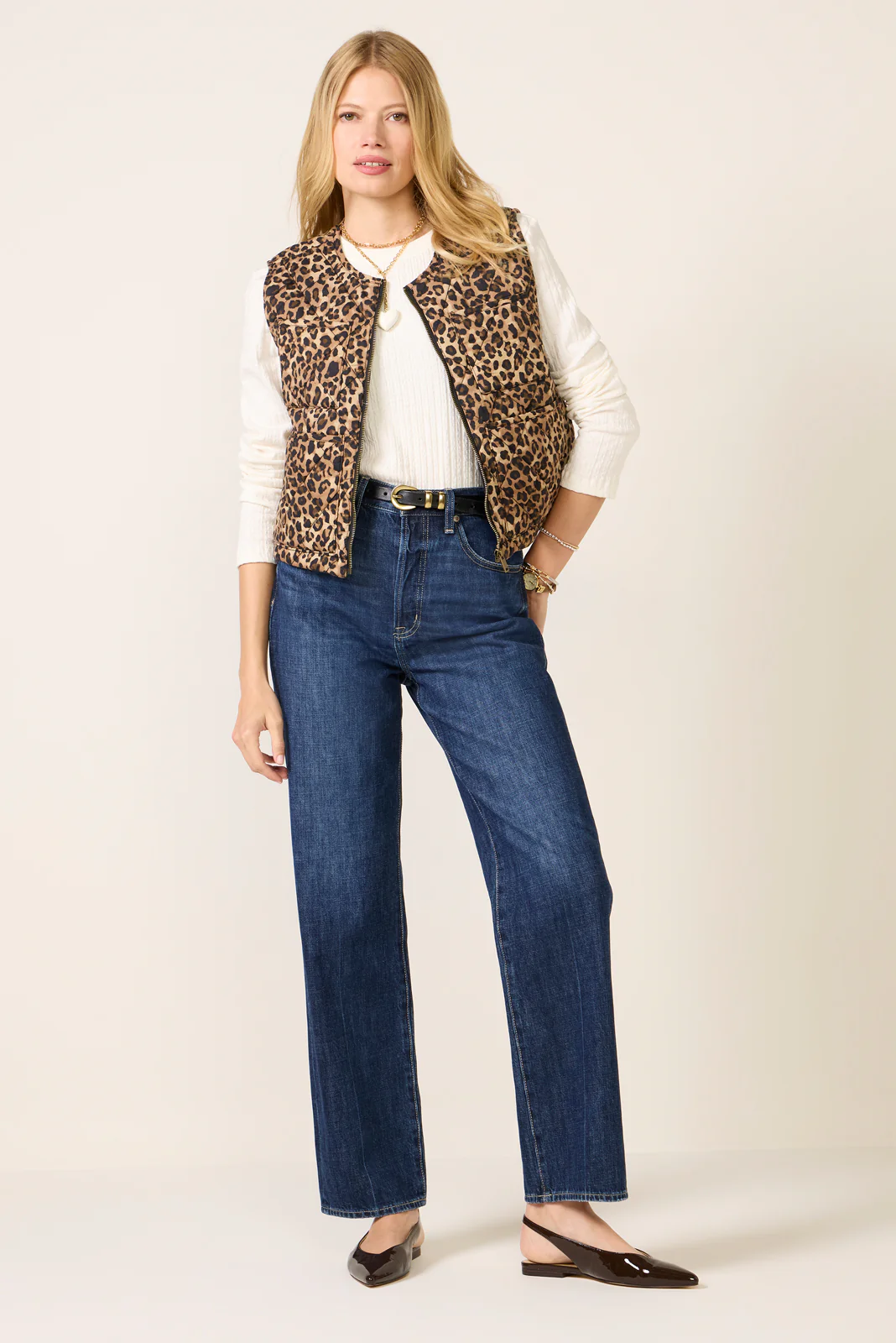 Theo Quilted Leopard Vest - Image 2