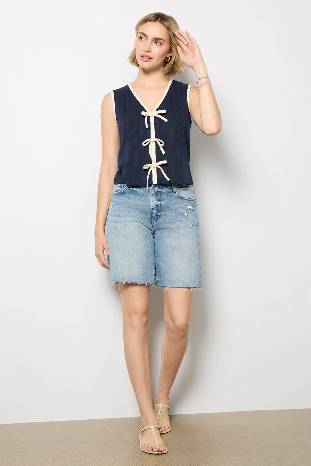 Tori Ribbed Tie Front Tank