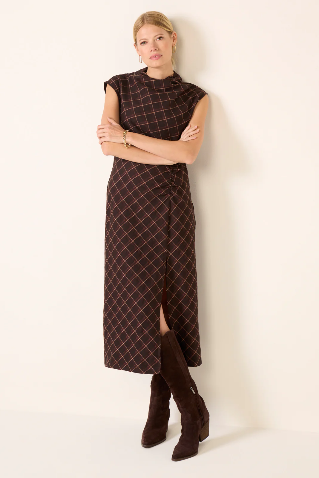 Uptown Plaid Midi Dress - Image 3