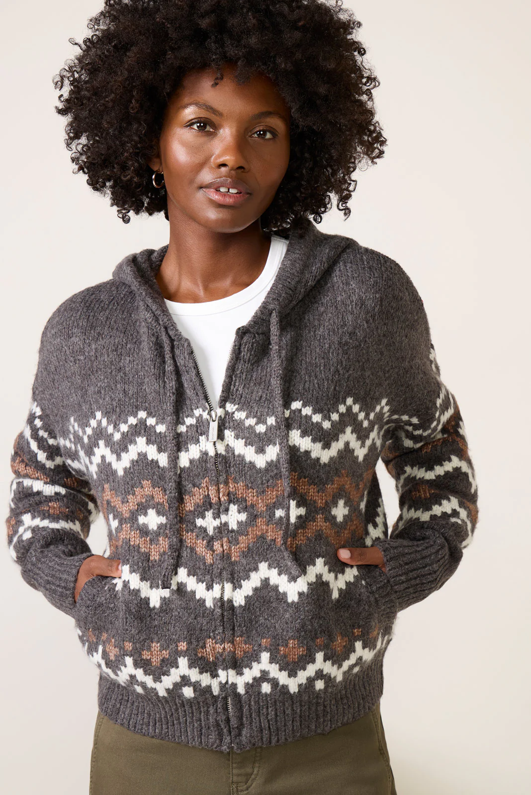 Zip-up Fair Isle Hoodie - Image 2