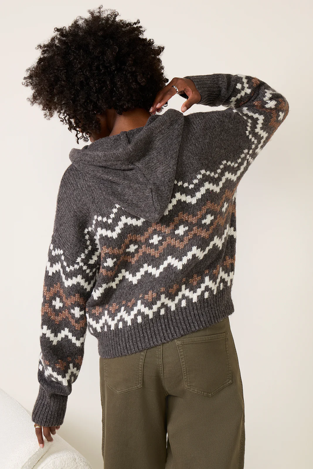 Zip-up Fair Isle Hoodie - Image 4